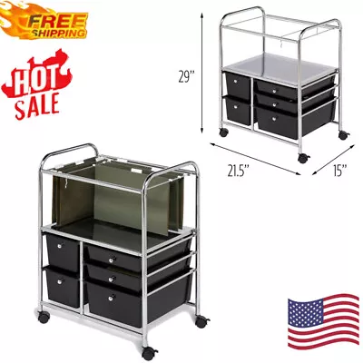 5 Drawer Rolling File Cart Mobile Cart Storage Document Office Organizer Cabinet • $37.91
