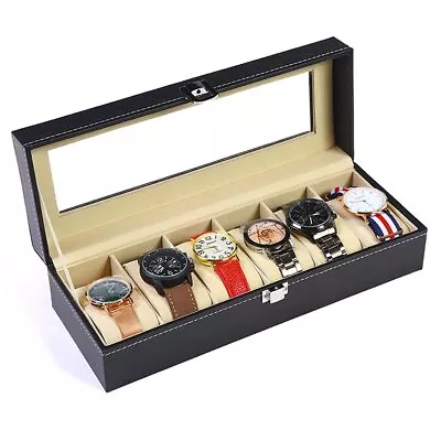 Watch Box Display Case Organizer For Men Women With Glass Top Storage Box(6sl... • $21.21