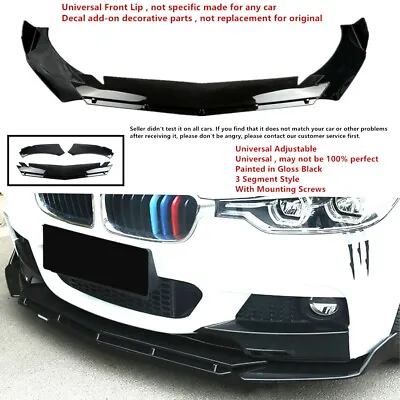 Universal Gloss Black Front Bumper Lip Splitter Spoiler Protector Body Kits Trim • $48.99