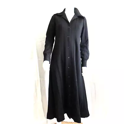 Vintage 1970's Halston International Women's Black Wool Jersey Knit Dress M - L • $136.20