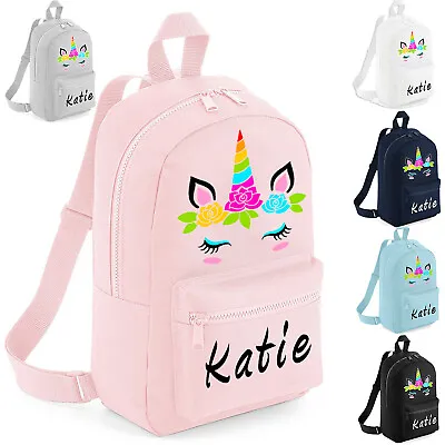 $55.59 • Buy Personalised Kids Backpack Any Name Unicorn Girls Back To School Bag