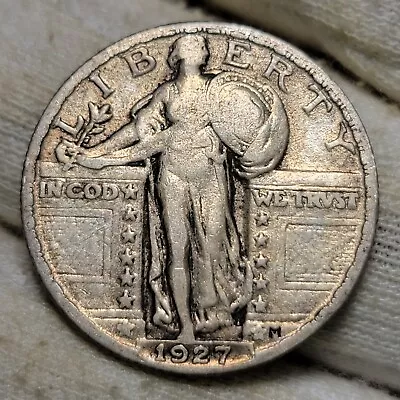 1927 Standing Liberty Quarter 25c SLQ US Silver Type Coin Collectible • $13