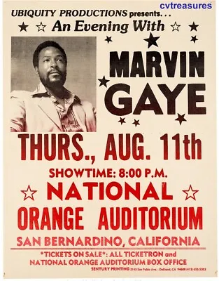 Marvin Gaye Original Vintage Concert Poster 1977  • $1950