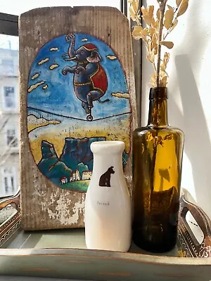 Mothers Day:  Beth Mueller Ceramic Friend Milk Jug Vase 7” Signed Dog Handmade • $35