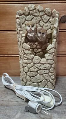 Vtg Owls Night Light 10  Tall Ceramic Lamp Mom Owl With Baby On Perch Pre-owned  • $47.91