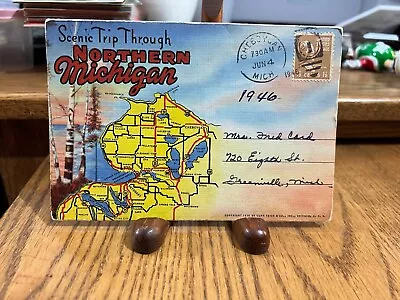 Vintage Scenic Trip Through Northern Michigan Postcard Folder Postmark 1946 • $3.49