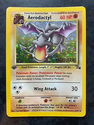 1999 Pokemon Aerodactyl Fossil First Edition Pre-release Promo 1/62 • $79.95