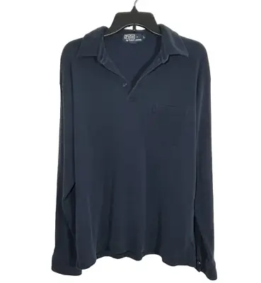 Polo By Ralph Lauren Men's Waffle Knit Long Sleeve Navy Blue Thermal Shirt L • $16.50