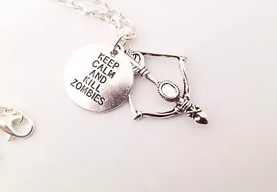 Keep Calm And Kill Zombies Bow Arrow Walking Dead Daryl Dixon Necklace 18  • £2.99