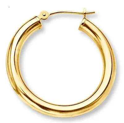 13.5mm 9/16  Mens Single Hoop Earring With Secure Snap Bar Real 10K Yellow Gold • $34.95