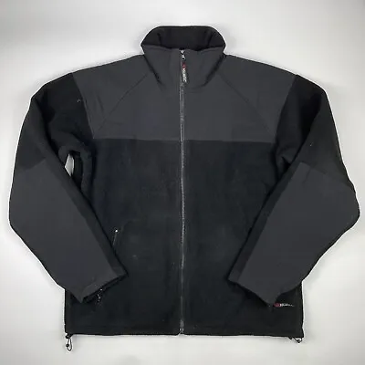 VINTAGE Cabelas Polartec Mens L Tall Black Full Zip Fleece Jacket Sweatshirt • $24.97