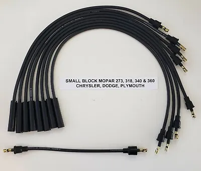 MOPAR DODGE CHRYSLER 318 340 360 8mm BLACK Spark Plug Wires For Points Cap USA • $52.94
