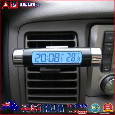 2 In 1 Blue Backlight Digital LCD Car Air Outlet Clip-on Clock Thermometer AU • $9.93