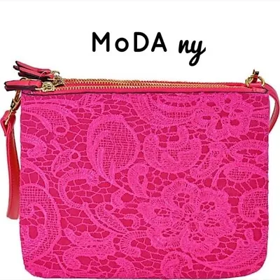 FREE SHIPPING- MoDA New York Pink Lace Crossbody Purse • $25