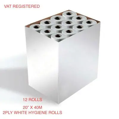 Premium Quality White 20  Couch Rolls Hygiene Roll (12 Rolls) ECOROLL • £29.99