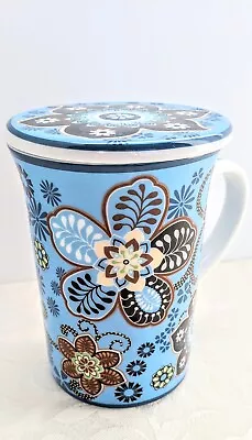 Vera Bradley Barnes & Noble Bali Blue Coffee Mug With Lid • $22