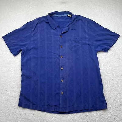 Tommy Bahama Island Modern Fit Shirt Mens L/XL Blue Short Sleeve Button Up Silk • $19.99