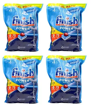 4 X PK75 FINISH POWERBALL DISHWASHING TABLETS POWER ALL IN 1 LEMON SPARKLE NEW • $118