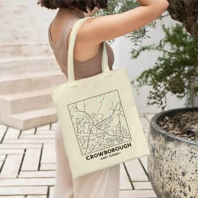 Crowborough - East Sussex City Street Map Tote Bag • £10.99