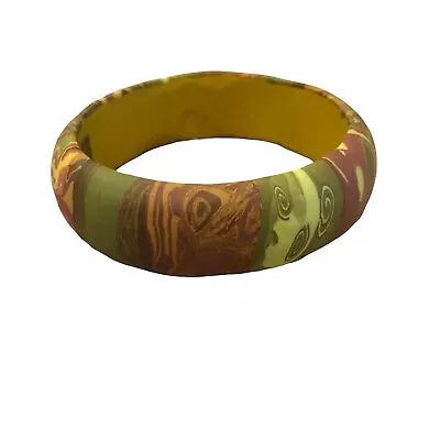 Viva Beads Wide Colorful Swirl Marble Style Designs Soft Plastic Bangle Bracelet • $10