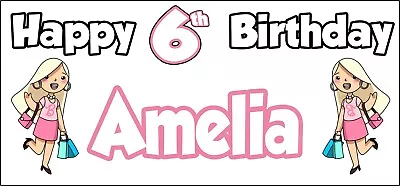 Glamour Girl 6th Birthday Banner X2 - Party Decorations - Personalised ANY NAME • £7.95