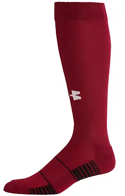 Under Armour Over The Caf Maroon Team Socks Mens Shoe Size 13-16 • $9.96
