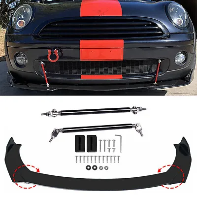 Front Bumper Lip Splitter Spoiler Body Kit + Strut Rods For Mini Cooper R53 R56 • $39.99