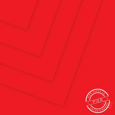 Pier Paper Co. - 25 Sheets  Premium A3 Xmas Red Coloured Card 240gsm 297 X 420mm • £14.22