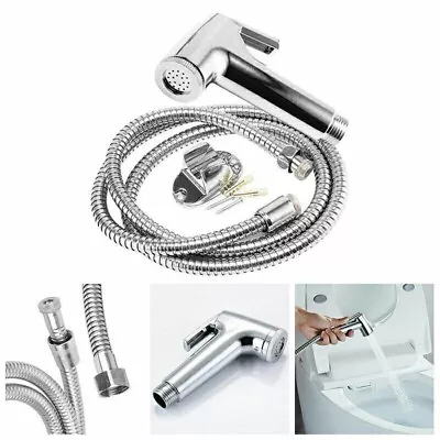 Chrome Muslim Shower Head And Hose Bidet Spray Tap For Toilet Hygienic Handheld • £9.99