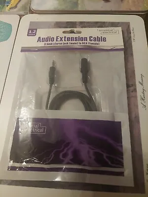 A One Point 1.2 M Audio Extension Cabl 3.5mm Mini Jack Audio Lead Male To Female • £2.99