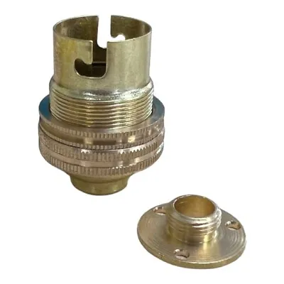 £6.35 • Buy Brass Lamp Holder Un Switched Bayonet BC Bulb Holder 1/2  & 1/2  Flange