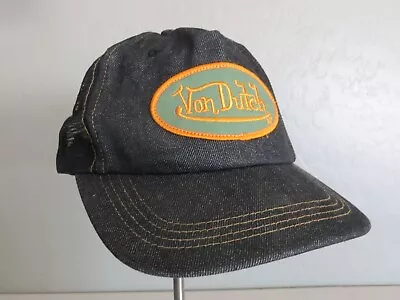 Von Dutch Cap Black Denim Trucker Hat One Size • $29.95