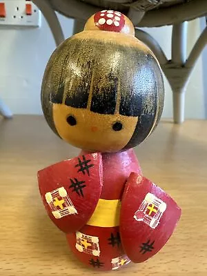 Vintage Kokeshi Sakutaro Otani  Benikasuri Japanese 5  Wooden Doll • £15