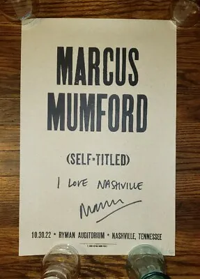 #/30 SIGNED MARCUS MUMFORD Ryman 2022 HATCH SHOW PRINT Nashville Poster Sons • $800