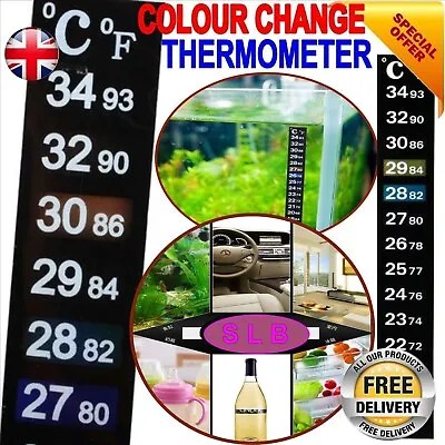 £1.99 • Buy Stick On Digital Adhesive Thermometer Temperature Fish Tank Glass Lcd Strip Uk .