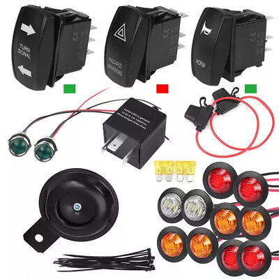 Rocker Switch Turn Signal Kit Street Legal Led Light Horn Hazard Fit SXS UTV ATV • $17.99