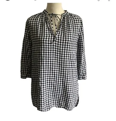 J Crew Factory Gingham Linen Cotton Pullover Tunic Size  XL   Style G3673 • $16.99
