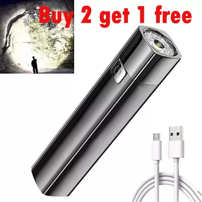 Tactical LED Flashlight Small LED Torch Light Mini Super Bright USB Rechargeable • $8.59