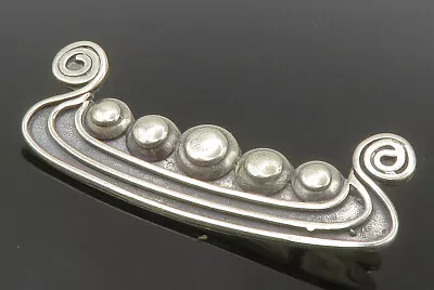 925 Sterling Silver - Vintage Shiny Swirl Viking Boat Brooch Pin - BP5436 • $89.90