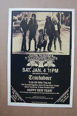 $4 • Buy Guns N Roses Concert Tour Poster 1986 The Troubadour --