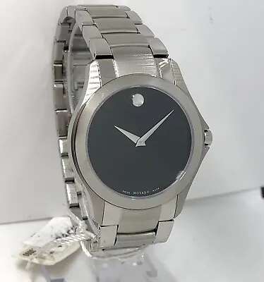 MOVADO Military 38mm Silver Mens Watch 0605869 Sapphire Crystal Swiss Made • $275