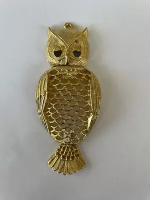 Vintage Signed Tancer II Gold Tone Large Articulated Owl Pendant • $5.95