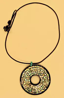 Chan Luu Horn And Abalone Round Pendant With Turquoise And Leather Cord  • £86.77