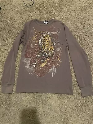 (M-L) Tiger Brown Long Sleeve Thermal With Cool Designs • $30