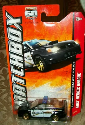 MBX POLICE SUBARU IMPREZA WRX POLICE CAR 1/8 Heroic Rescue 94/124 MATCHBOX 2012 • $8.50