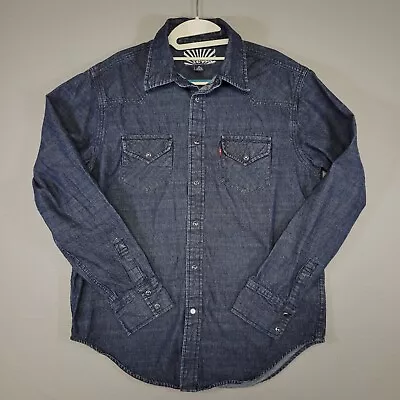 Levis Pearl Snap Denim Shirt Mens Medium Blue Western Cowboy Rodeo Country • $24.99