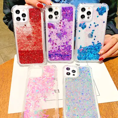 Case Cover For Iphone Bling Glitter Moving Quicksand 678 Plus X Max1112Pro • £1.99