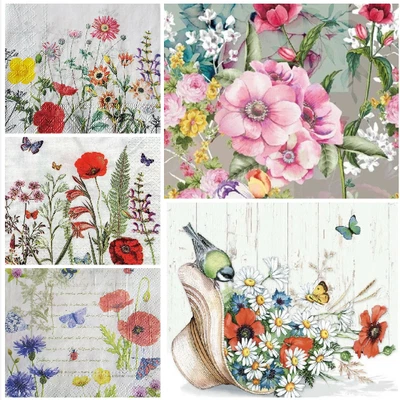 £2.99 • Buy Decoupage Napkins X 4 Poppy Flower Napkins & Birds Butterfly Mix Packs Avail