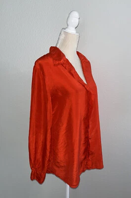 $90 • Buy Forte Forte La Seta Orange Habotai 100% Silk Blouse Shirt Split Back Size 2 US 6