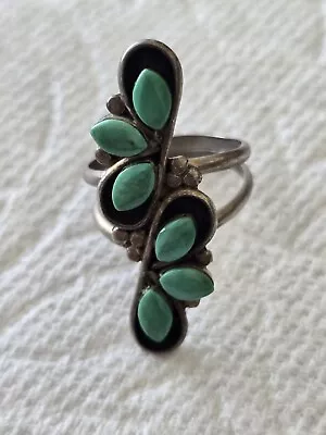 Vintage Sterling Silver Turquoise Native American Ring Size 6 • $85